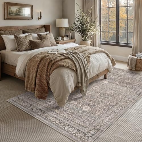 Schweek 6x9 Area Rug Washable Neutral Rug Non Slip - Image 3