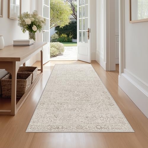 FMFUNCTEX 2x8 Hallway Runner Rug Washable Beige Neutral Oriental Distressed by Fmfunctex