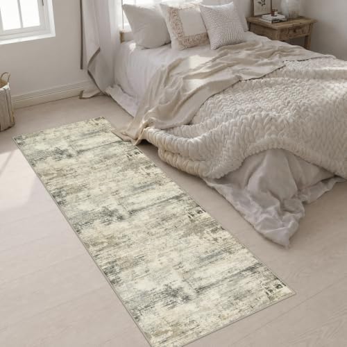 2.6x8 Washable Runner Rug：Modern Abstract Soft Carpet Ash Brown - Image 5