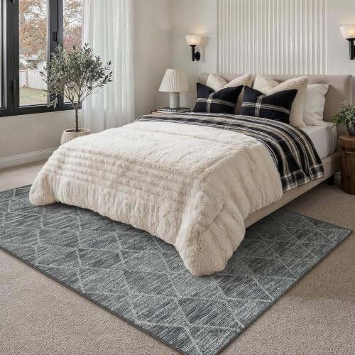 HUGEAR 5x7 Area Rug Black Washable Rugs - Image 2