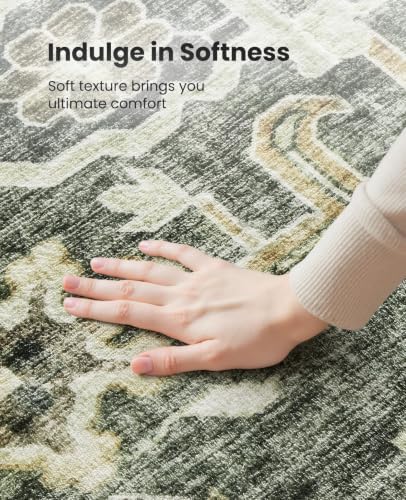 Amada 8x10 Washable Area Rug for Living Room, Vintage Pattern - Image 5