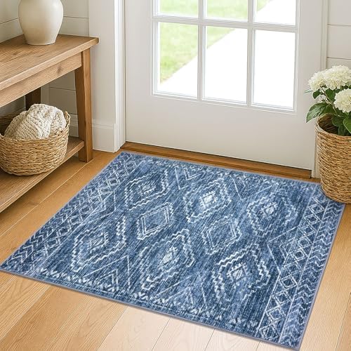 KILOCOCO Entryway Rug 2x3 Washable Rug Door Mat Indoor, Stonewashed Blue by Kilococo