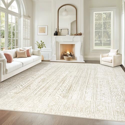 Living Room Rugs 10x14: Washable Moroccan Geometric Boho Rug Farmhouse Non Slip by VECARF