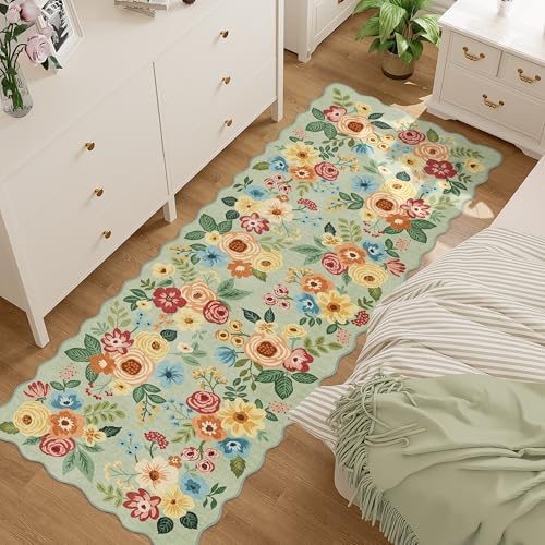DUKINO 2.6x8 Runner Rug, Floral Washable Kitchen Rugs Non Slip - Image 5