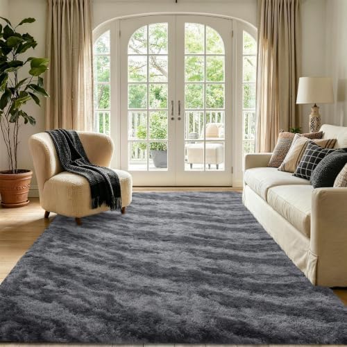 5x7 Grey Fluffy Soft Area Rug Non-Slip - Image 2