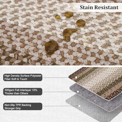 RUGSREAL 5x7 Bedroom Rug Braided Machine Washable Living Room Area Rugs - Image 3