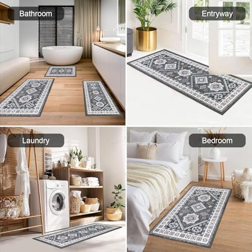 HEBE Boho Kitchen Rugs Set of 3, Non Slip Washable Kitchen Mats - Image 5
