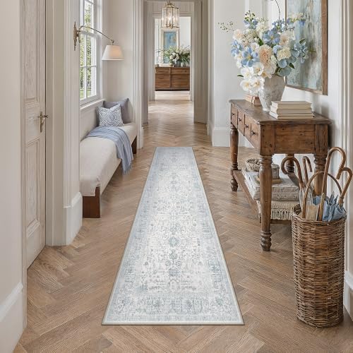 PureCozy Blue 2x8 Washable Runner Rug by PureCozy