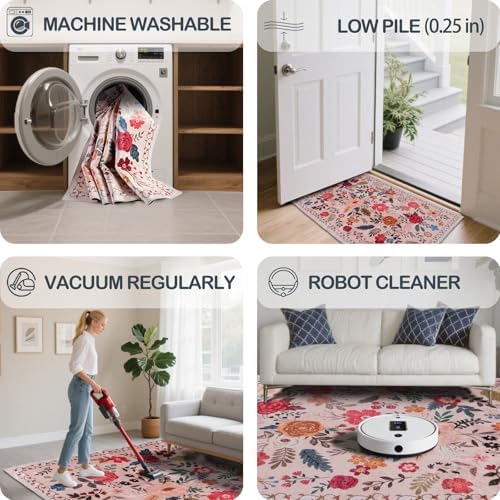 Washable Beige Red 2'6" x 10' Runners - Image 6
