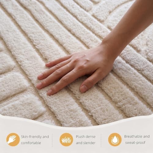 Beige Modern 9x12 Solid Color Area Rug, Washable Rugs - Image 5
