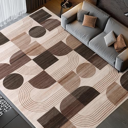 Soft Modern Geometric Abstract Machine Washable Large 8x10 Area Rug - Image 2