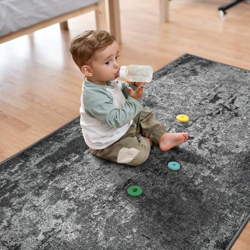 2.6x12 Black Rug Runners for Hallways Kitchen Runner Rug Non Slip Washable - Image 2