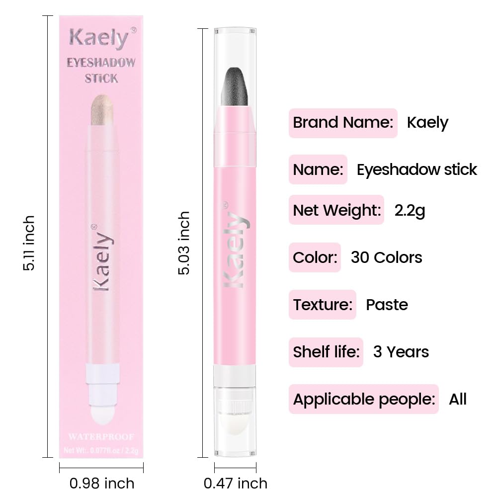 evpct 1Pcs Pearl Black Shimmer Cream Eye Shadow Brightener Sticks for Eyes, Double Ended Cream Eyeshadow Stick Pencil Pen with Applicator, Eye Shadow Palette Highlighter Makeup Waterproof Pigmented 03