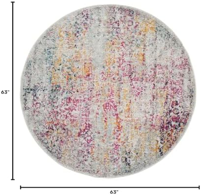 SAFAVIEH Evoke Round Rug 5'3", Ivory & Fuchsia EVK256Q - Image 2