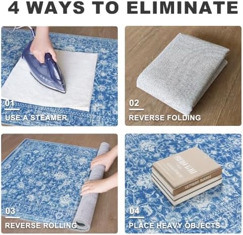 KILOCOCO Hallway Runner 2x6 Washable Runner Rug Kitchen Rug, Denim Blue - Image 4