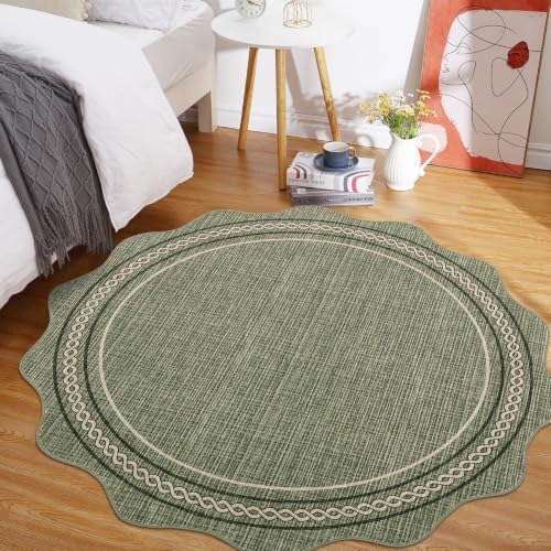 GarveeHome Scalloped Washable Round Rugs Non-Slip Soft Round Rug 4ft - Image 3