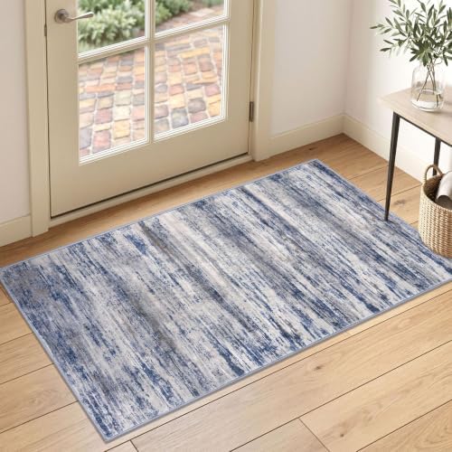 KOZYFLY Modern 2x4 Rug Washable Entryway Rug Grey Blue Small Area Rugs by KOZYFLY