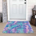Small Area Rug for Bedroom 2x3ft Mini Tie-Dye Purple Rainbow Fluffy Rug Mat by JiaoBaba