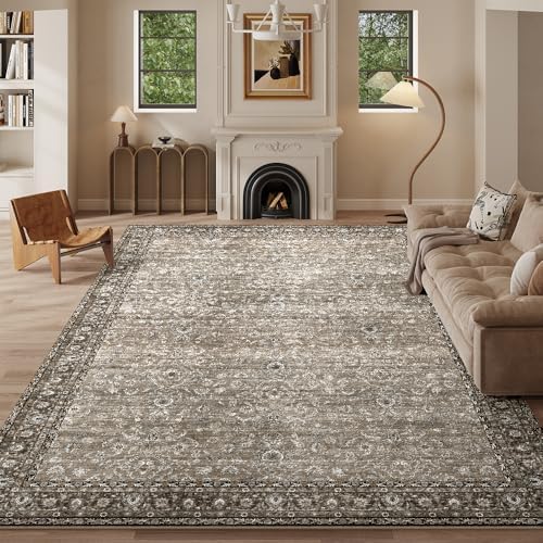 8x10 Grey Brown Washable Area Rug by Unknown