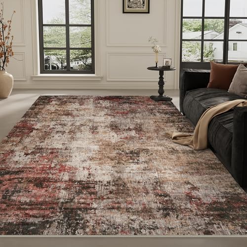 5x7 Rust Red Multi Washable Area Rug by Unknown