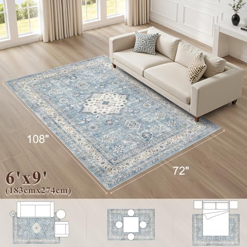 cotiled 6x9 Area Rug for Living Room, Traditional - Image 2