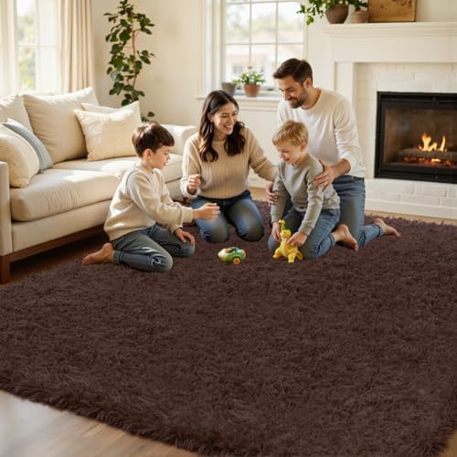 6x9 Brown Fluffy Fuzzy Shag Area Rug - Image 5