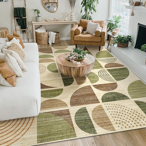 MUJOO Washable Rug 8x10, Large Area Rugs Non Slip Modern Abstract - Image 3