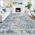8x10 Washable Area Rug for Living Room Bedroom: Non-Slip Modern Blue Gold by Oriannal
