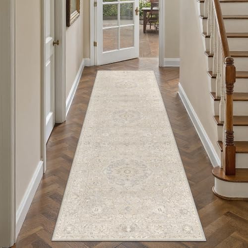 2'6x8 Beige Runner Rug Vintage Carpet by WondRg