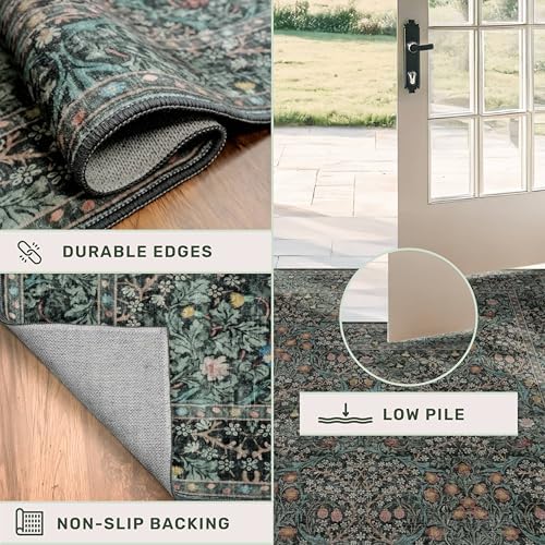 Dark Green 2x4 Rug Runner, Entryway Rugs, Small Runners - Image 5