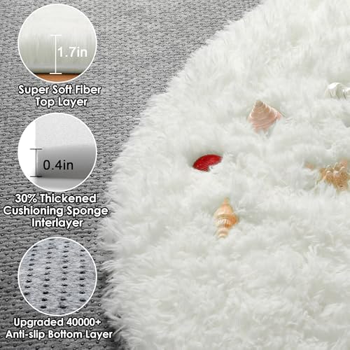 ONASAR Cream White Round Rugs 8ft - Image 2