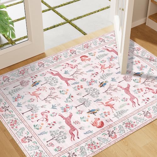 DUKINO 2x3 Entryway Rug, Washable Door Mat Animal Rug by DUKINO