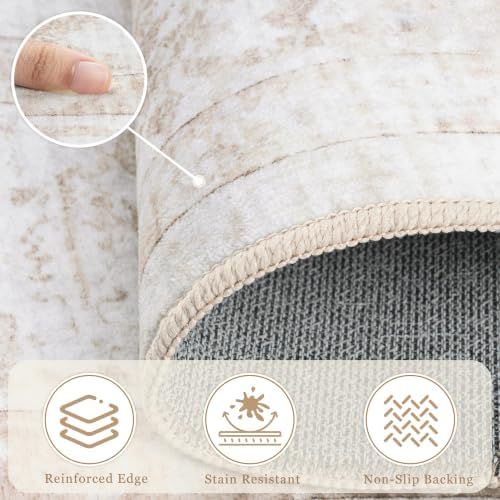 5x7 Washable Area Rugs for Bedroom Beige Non-Slip Rug - Image 6