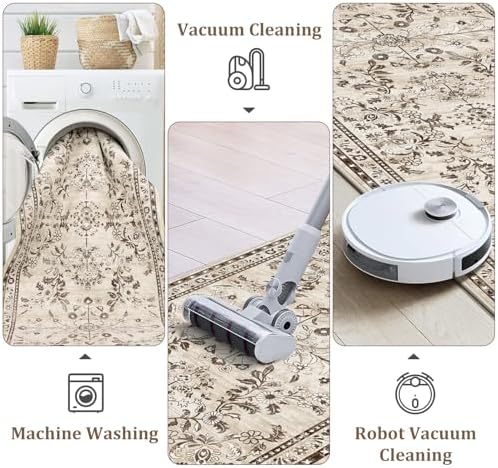 Yamaziot 2x10 Washable Hallway Runner Rug Non Slip Floral Carpet - Image 3