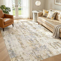 5x7 Area Rugs, Washable Living Room Rug, Abstract Brown Grey by JessibouAreaRug