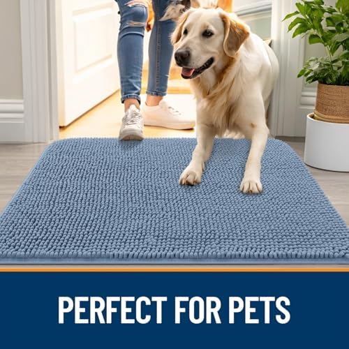 OLANLY Dog Door Mat for Muddy Paws 40x24, Super Absorbent Chenille Mud Mat - Image 6