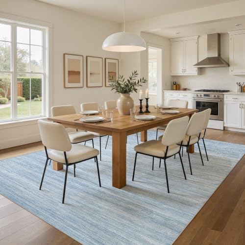10x12 Area Rugs Living Room Washable Rug, Abstract Blue - Image 6