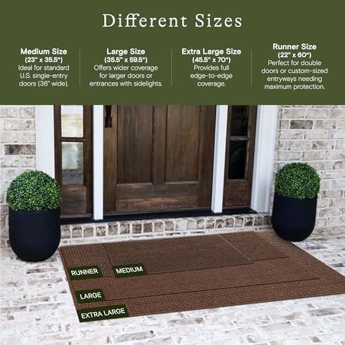 WaterHog Squares Heavy Duty Front Door Mat, 35.5"x59.5", Dark Brown - Image 2