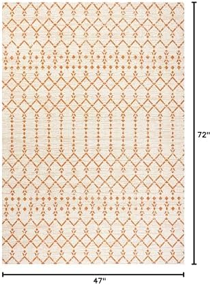 JONATHAN Y Moroccan Geometric Indoor Outdoor Area Rug 4X6 Cream/Orange - Image 2