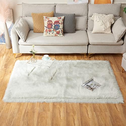 EasyJoy Ultra Soft Fluffy Shaggy Area Rug Faux Fur Rug Chair Cover Seat Pad - Image 4