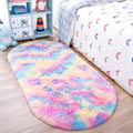 2x5 Rainbow Fluffy Soft Oval Rug Non-Slip by ModernHomeDecor
