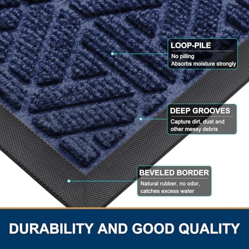 Smiry Front Door Mat Outside Entrance, Low Profile Rubber Doormat - Image 4