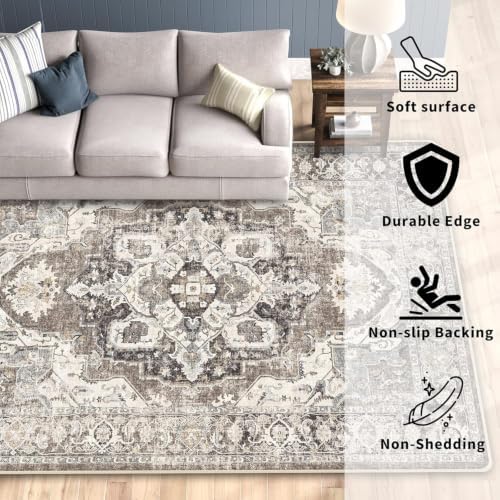 YOUFORTONG Washable 6x6 Square Area Rug: Non-Slip Vintage 6 ft Carpet - Image 6