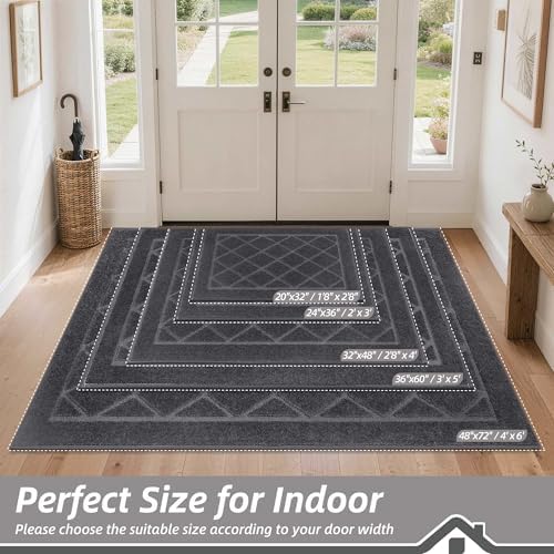 BEQHAUSE Dirt Trapper Door Mat 36" x 60", Doormat Non-Slip, Dark Grey - Image 2