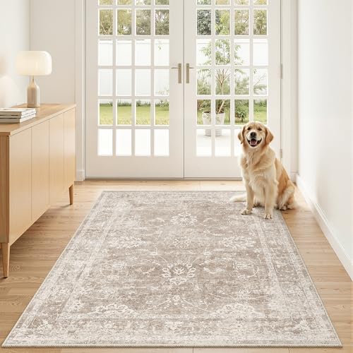 Madane 3x5 Area Rugs for Entryway, Washable Neutral Soft Rugs Brown/Sand by Madane