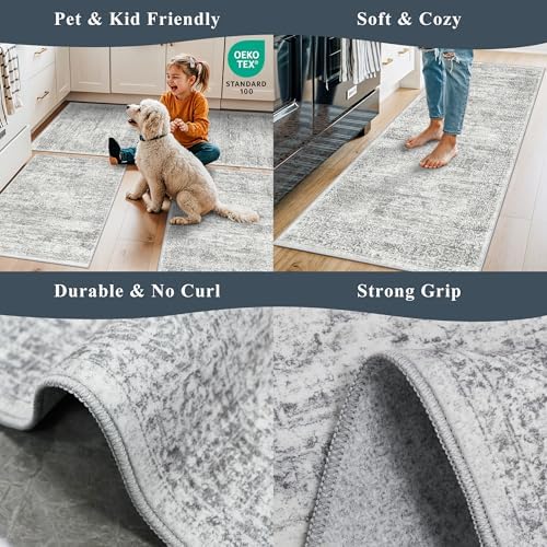 2x10 Runner Rug Non-Slip Washable Kitchen, Vintage Boho Carpet - Image 5