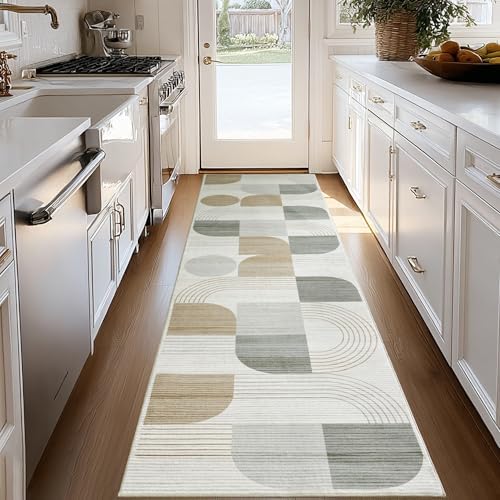 Soft Modern Geometric Abstract Machine Washable 2.7x10 Runner Rug - Image 6