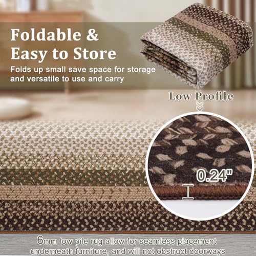 RUGSREAL 5x7 Bedroom Rug Braided Machine Washable Living Room Area Rugs - Image 5
