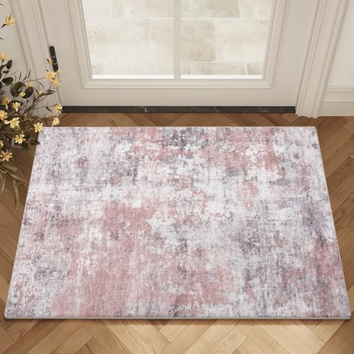 2x3 Pink Gray Washable Area Rug - Image 6