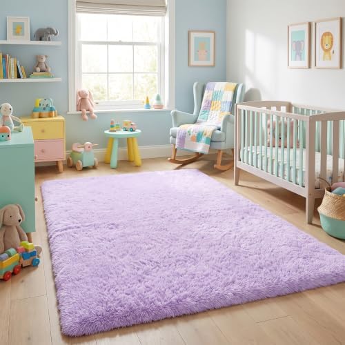 ONASAR Purple Rugs for Living Room Bedroom, 5x8 Fluffy Bedside Area Rug - Image 6